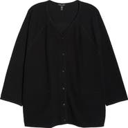 Eileen Fisher V-Neck Snap Front Bouclé Jacket