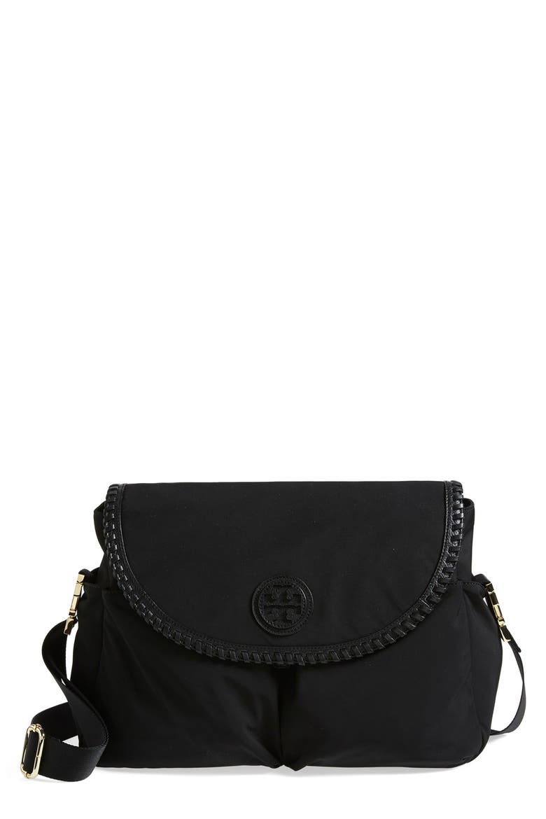 'Marion' Messenger Baby Bag, Main, color, BLACK