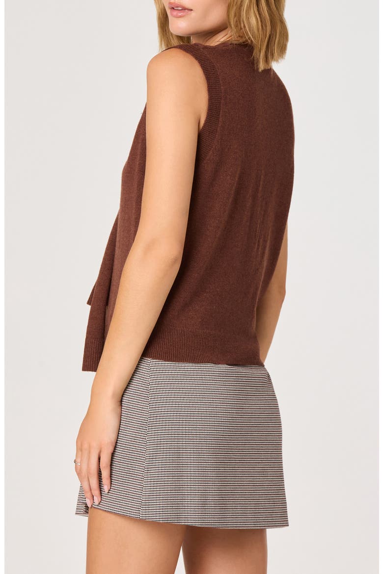 Scarf Tie Sleeveless Sweater, Alternate, color, BROWN