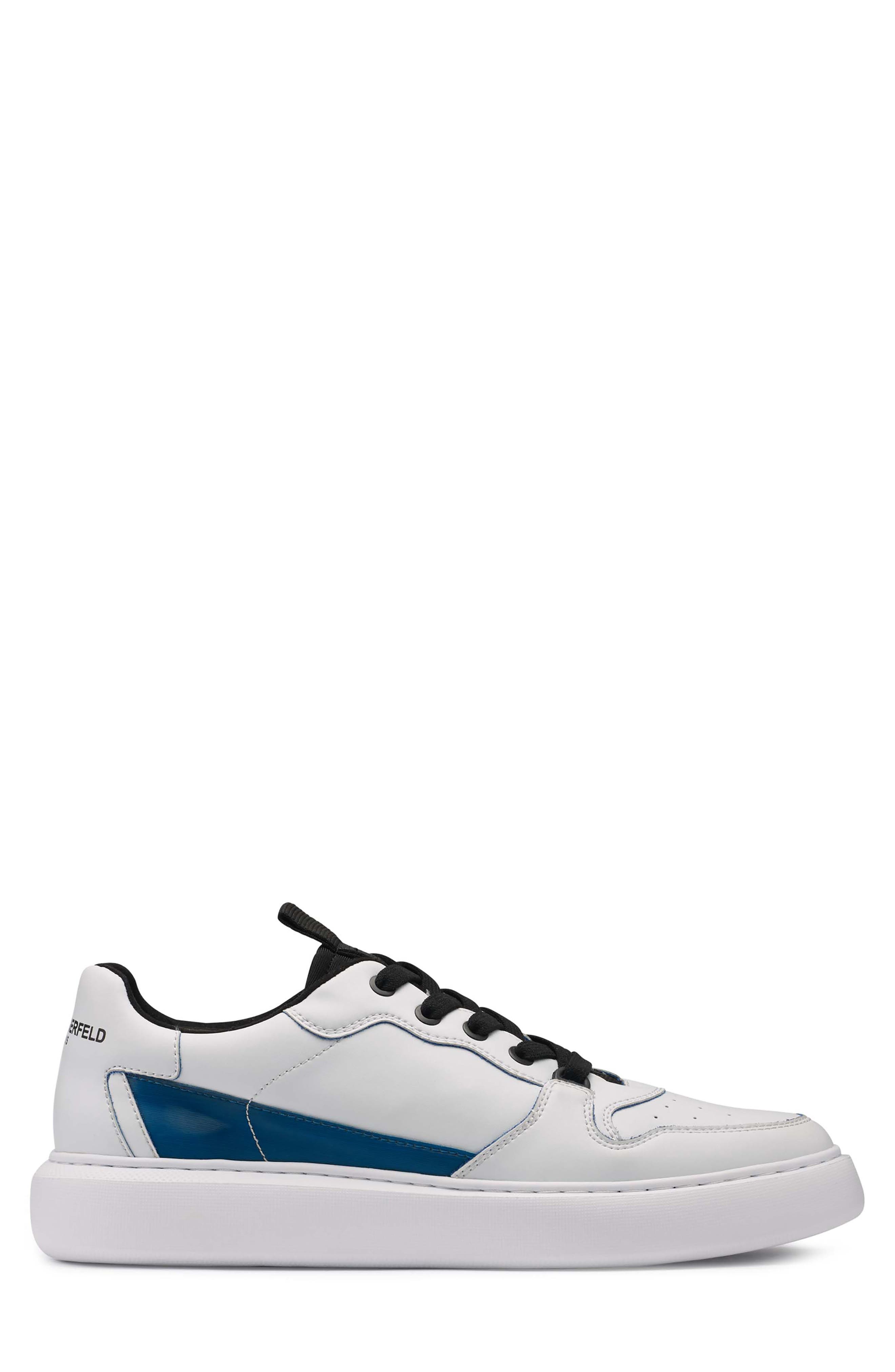 KARL LAGERFELD PARIS Recycled Leather Lace-up Sneaker, Alternate, color, White