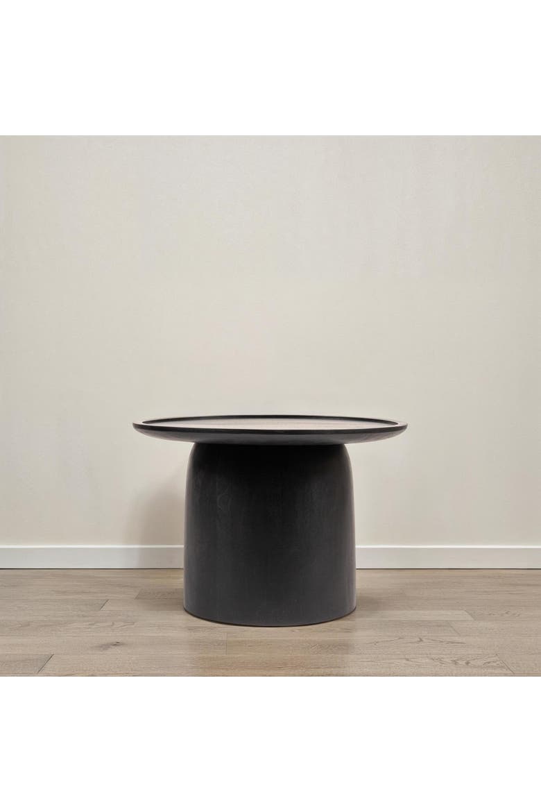 Round Accent Table with Tapered Drum Base, Alternate, color, Black