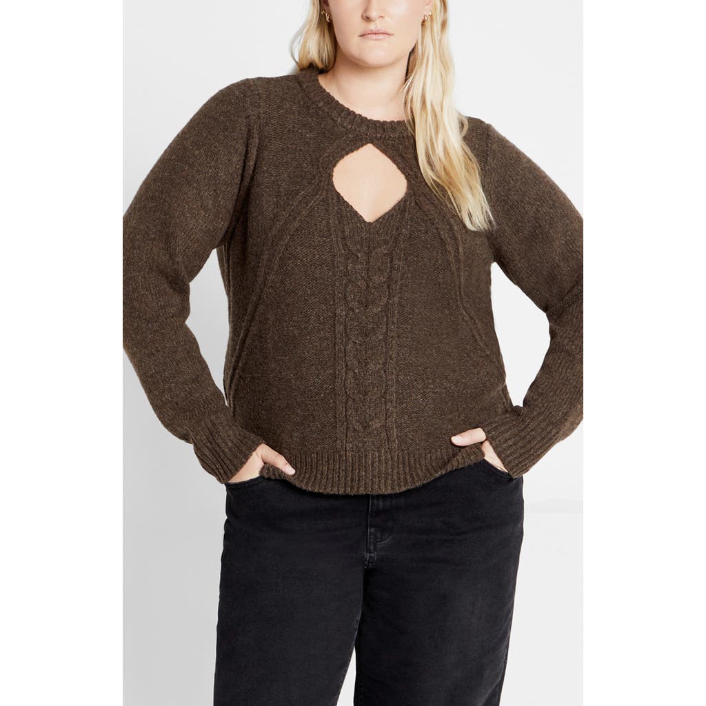 City Chic Salem Cutout Sweater In Brown