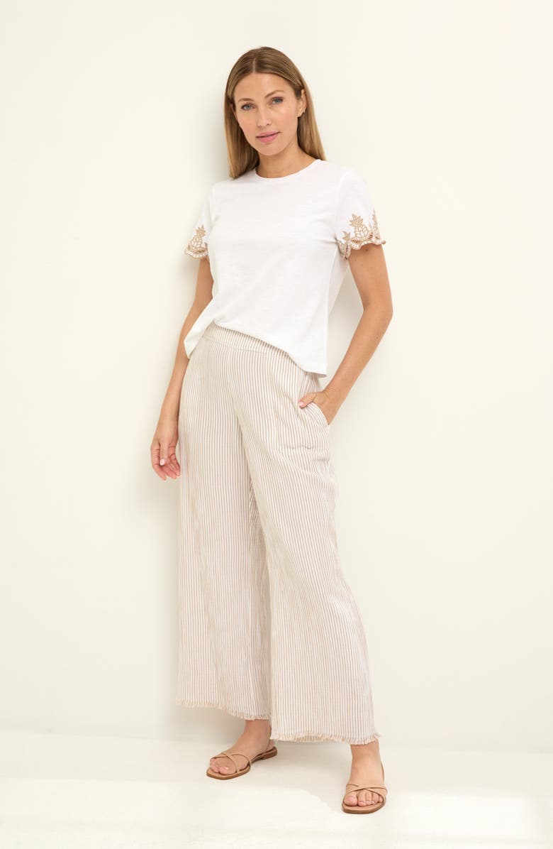 NIC+ZOE Deco Embroidered Slub Top, Alternate, color, Paper White