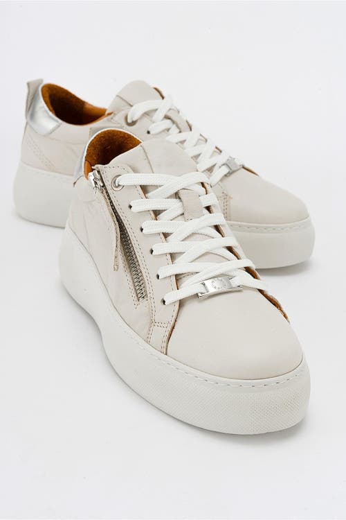Forever & Always Shoes Allie Leather Zip Sneaker in Beige Leather at Nordstrom, Size 8