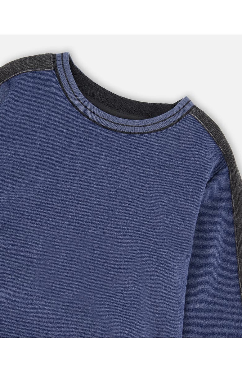 Deux par Deux Super Soft Flat Back Rib Sweatshirt, Alternate, color, Dark Steel Blue