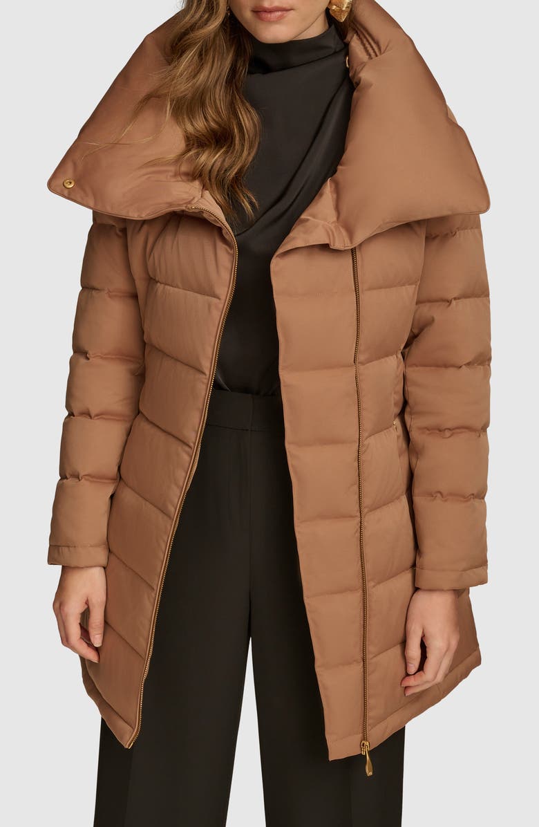 Donna Karan New York Water Resistant Belted Puffer Coat, Alternate, color, Antiq.gold