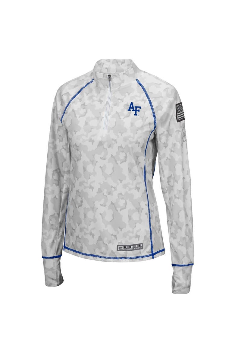 Women's Colosseum White Air Force Falcons OHT Military Appreciation Officer Arctic Camo Fitted Lightweight 1/4-Zip Jacket, Alternate, color, White