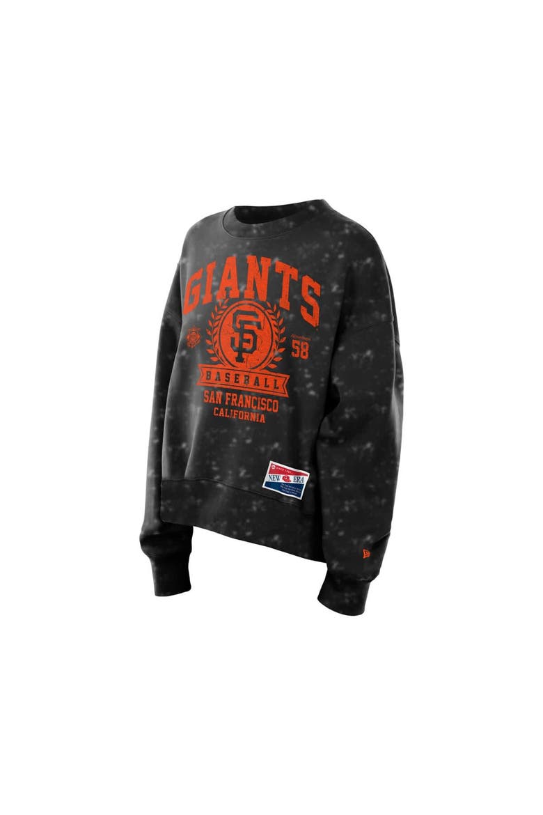 Women's New Era  Black San Francisco Giants Throwback Oversized Boxy Sweatshirt, Alternate, color, Black