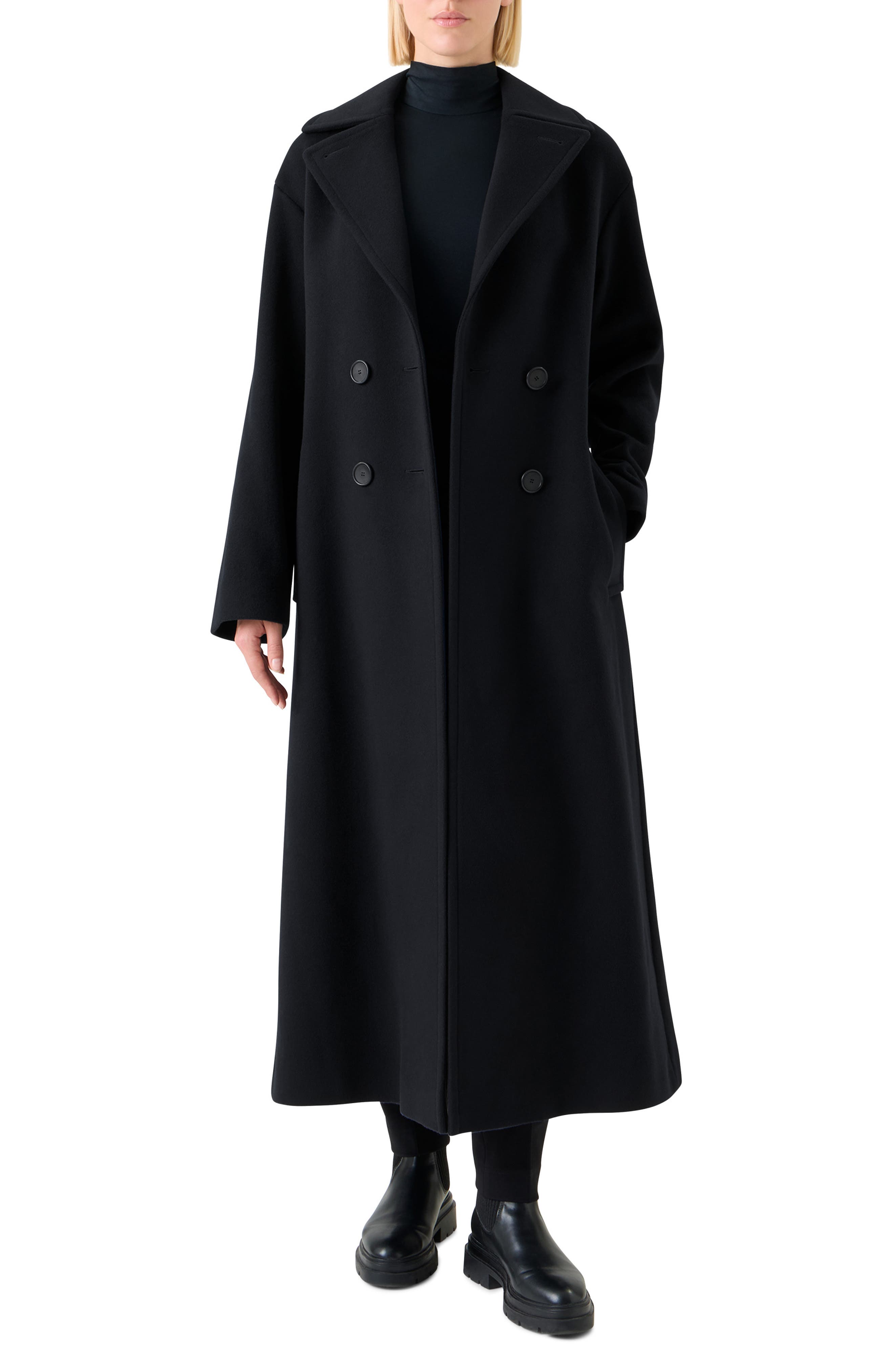 Double Breasted Belted Wool Blend Coat - image 2