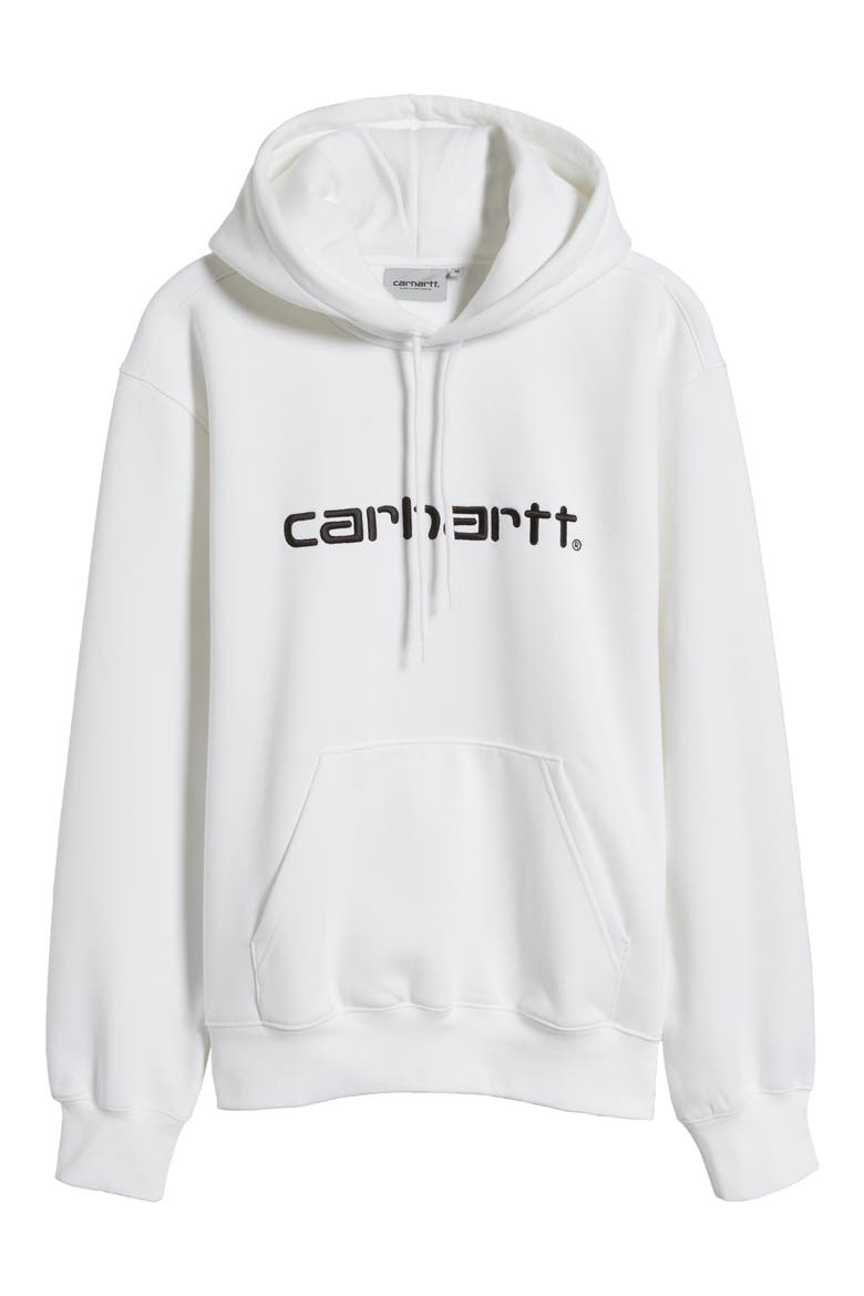 Logo Embroidered Hoodie, Alternate, color, WHITE BLACK