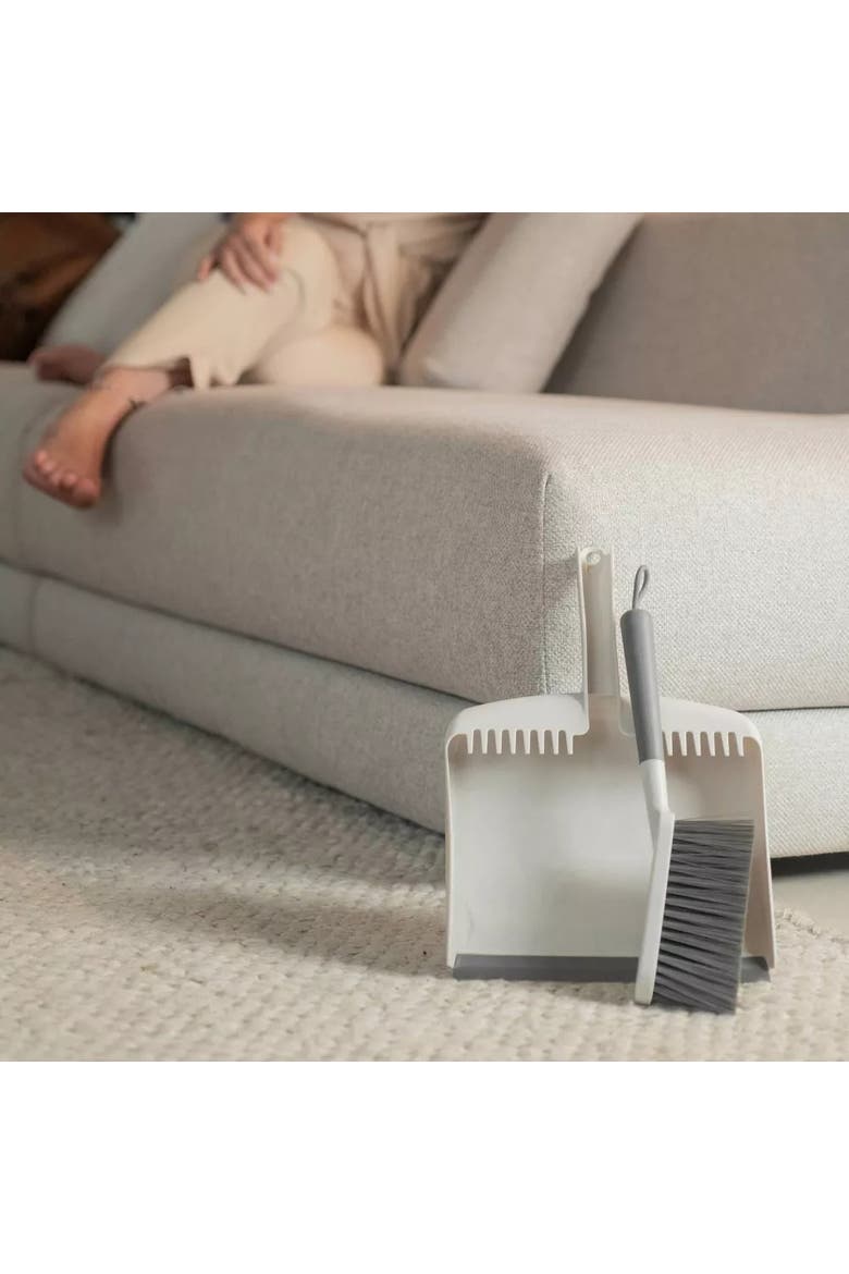 Compact Ergonomic Hand Broom and Dustpan Set, Alternate, color, White
