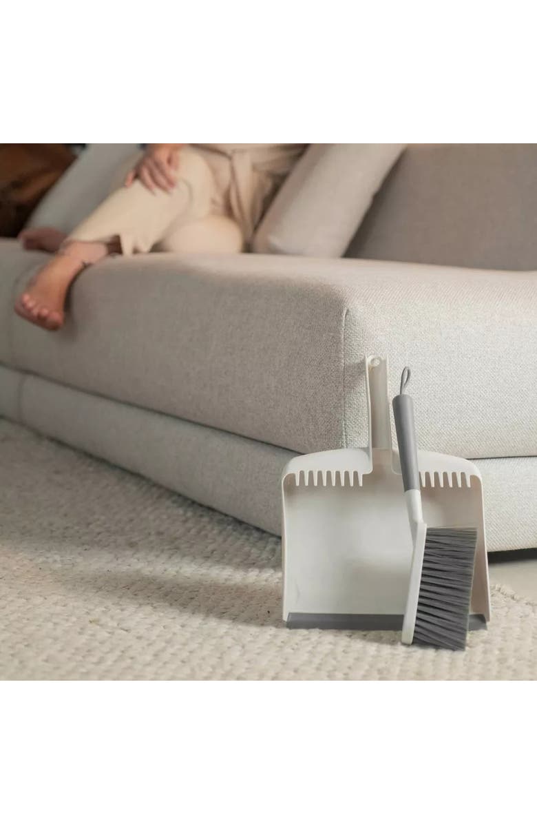 OU Compact Ergonomic Hand Broom and Dustpan Set, Alternate, color, White