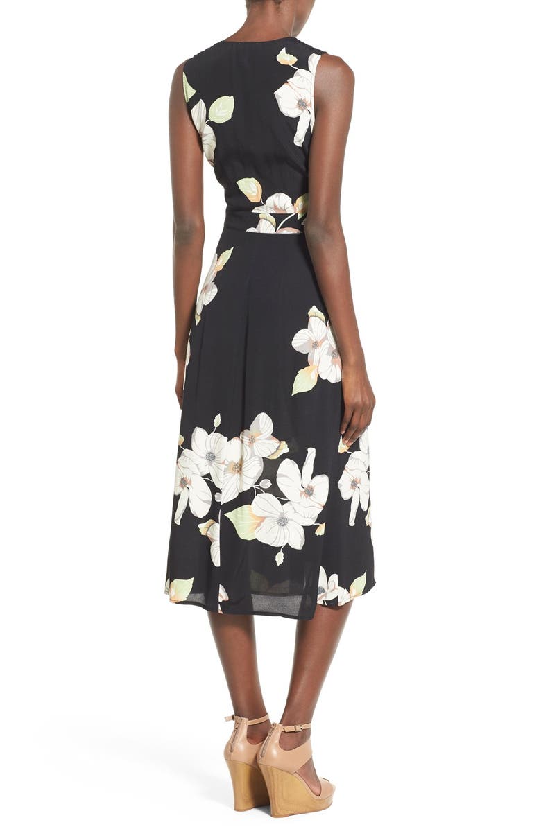 Leith Floral Tie Front Midi Dress, Alternate, color, 