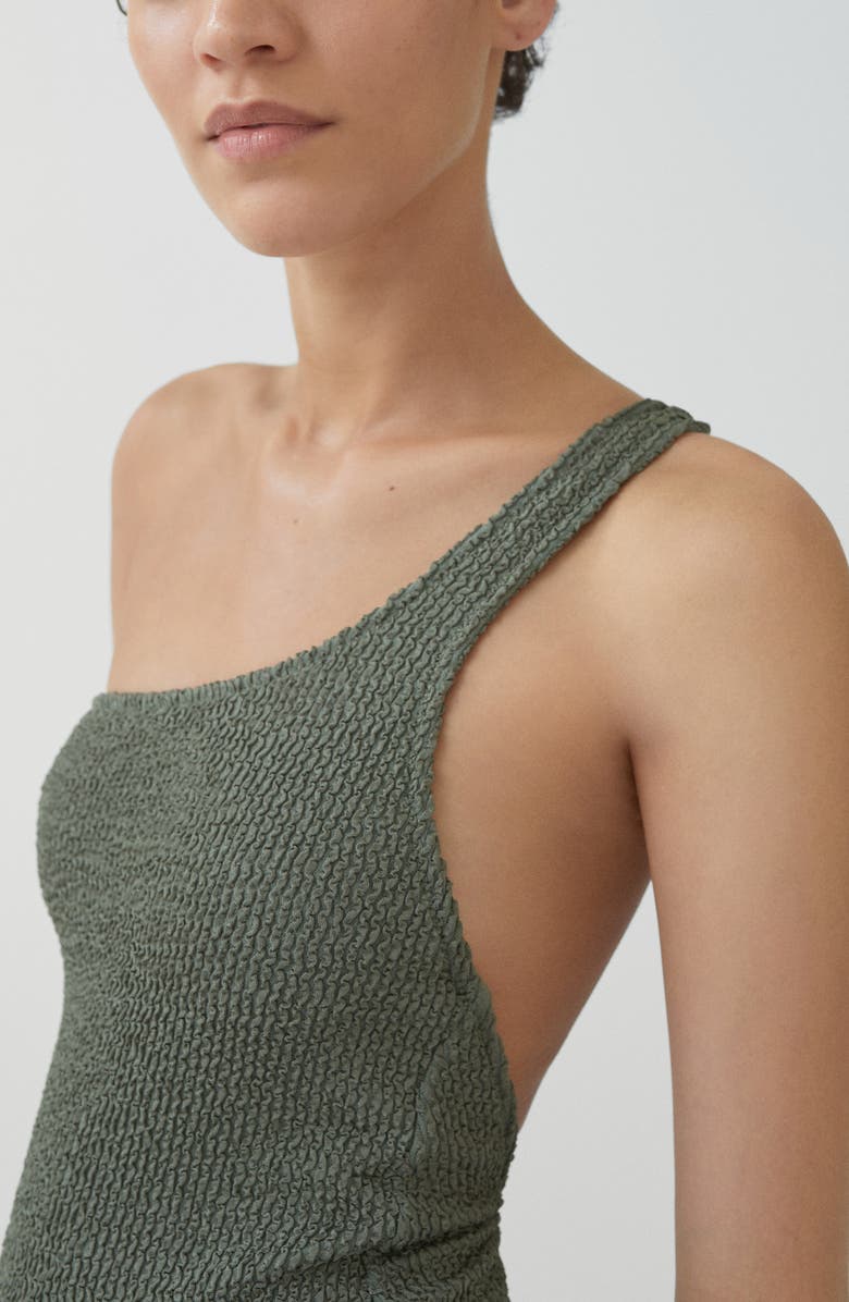 MANGO Textured One-Shoulder One-Piece Swimsuit, Alternate, color, 