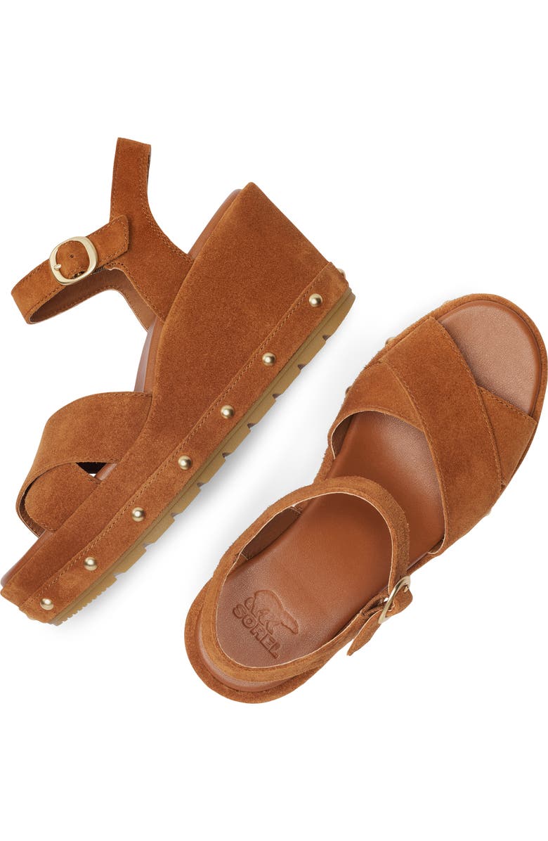 SOREL Sunpeak Ankle Strap Platform Wedge Sandal, Alternate, color, Iced Tea/ Gum