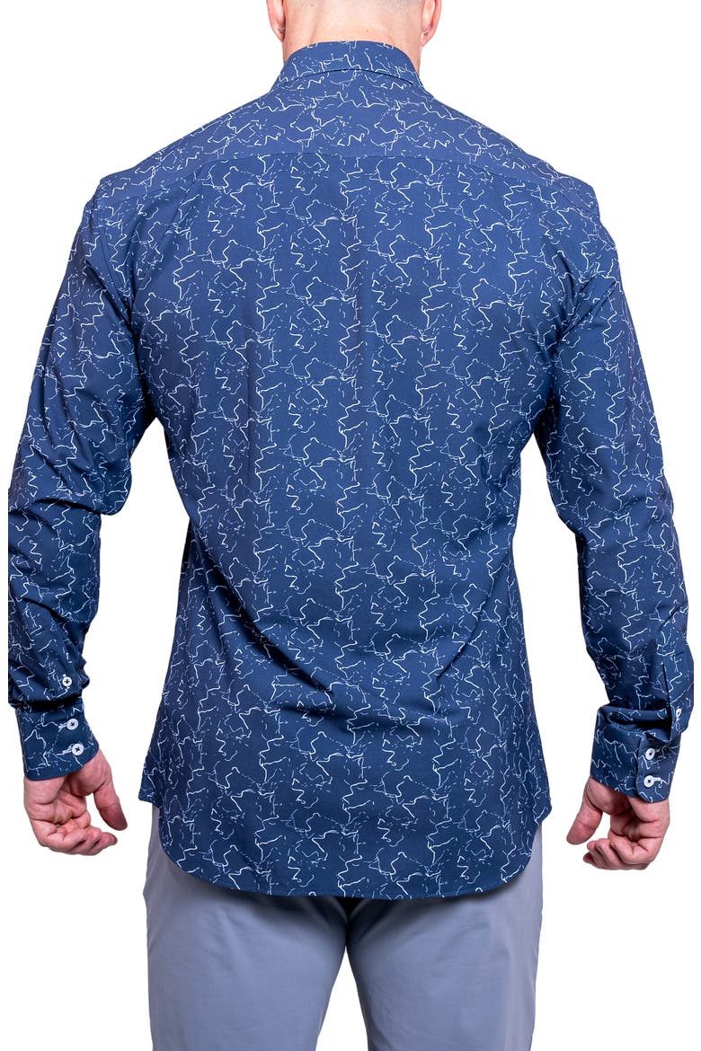 Einstein Print Button-Up Shirt, Alternate, color, BLUE