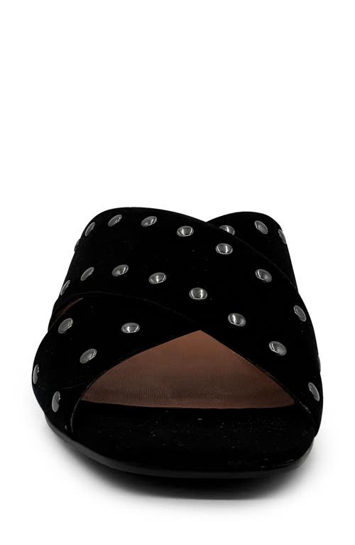 Chelsea Crew Olympia Studded Slide Sandal In Black Suede