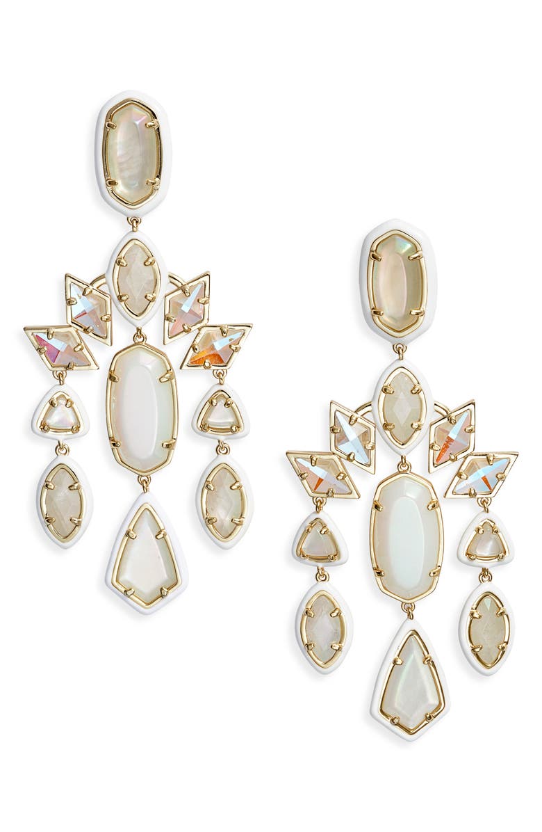 Kendra Scott Greta Statement Earrings, Main, color, Gold Ivory Mix
