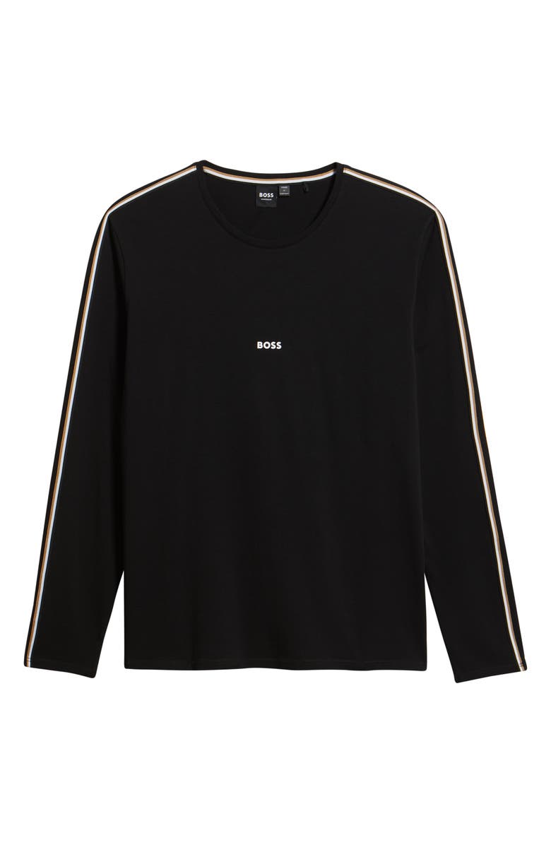 BOSS Unique Long Sleeve Stretch Cotton Pajama T-Shirt, Alternate, color, Black