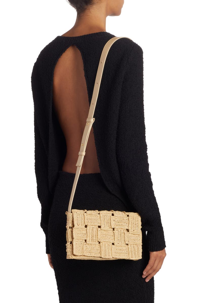 Bottega Veneta Cassette Crochet Raffia Shoulder Bag, Alternate, color,