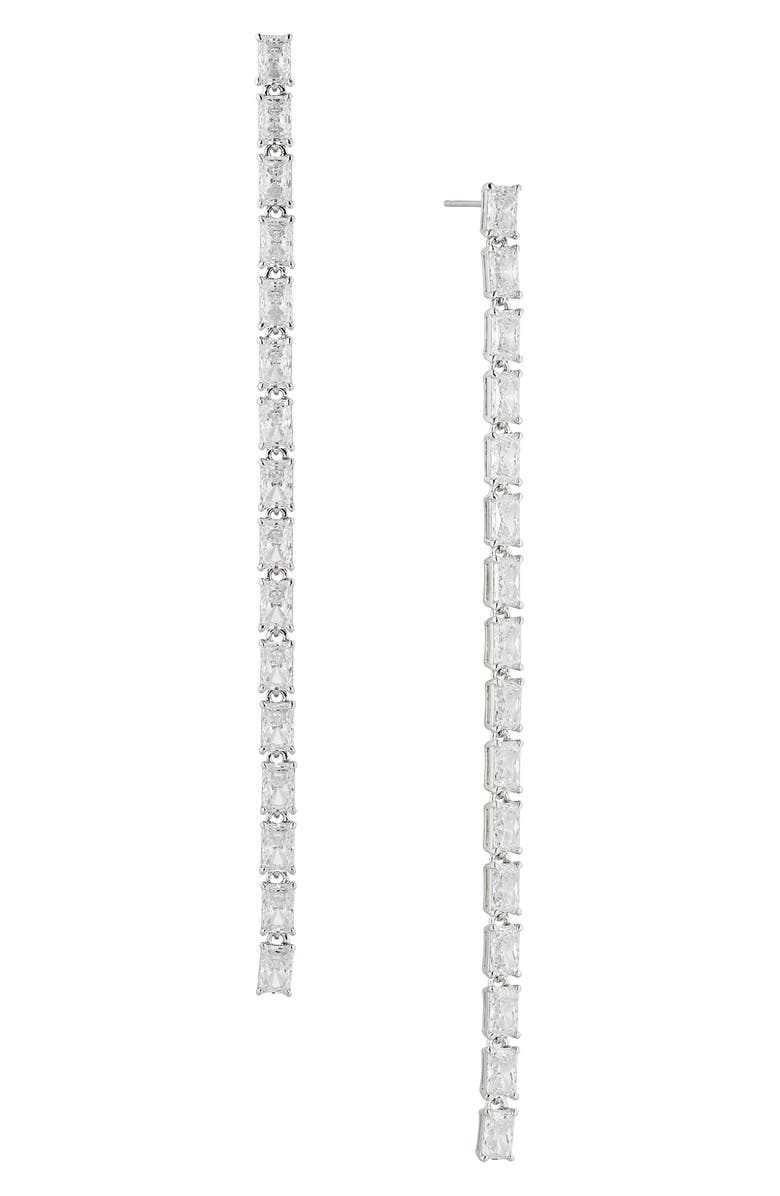 Nadri A la Carte Cubic Zirconia Linear Drop Earrings, Main, color, Rhodium