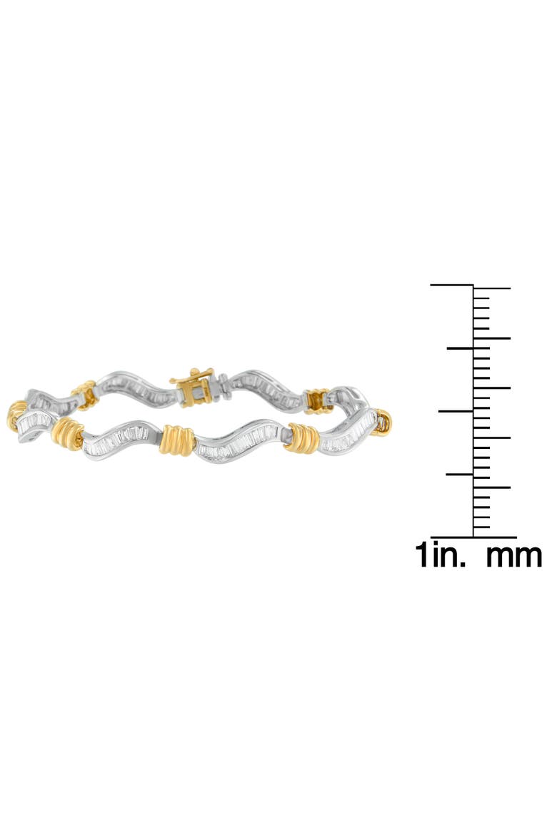 Original Classics 10K Two-Tone Gold Baguette Cut Diamond Spiral Bracelet, Alternate, color, Yellow
