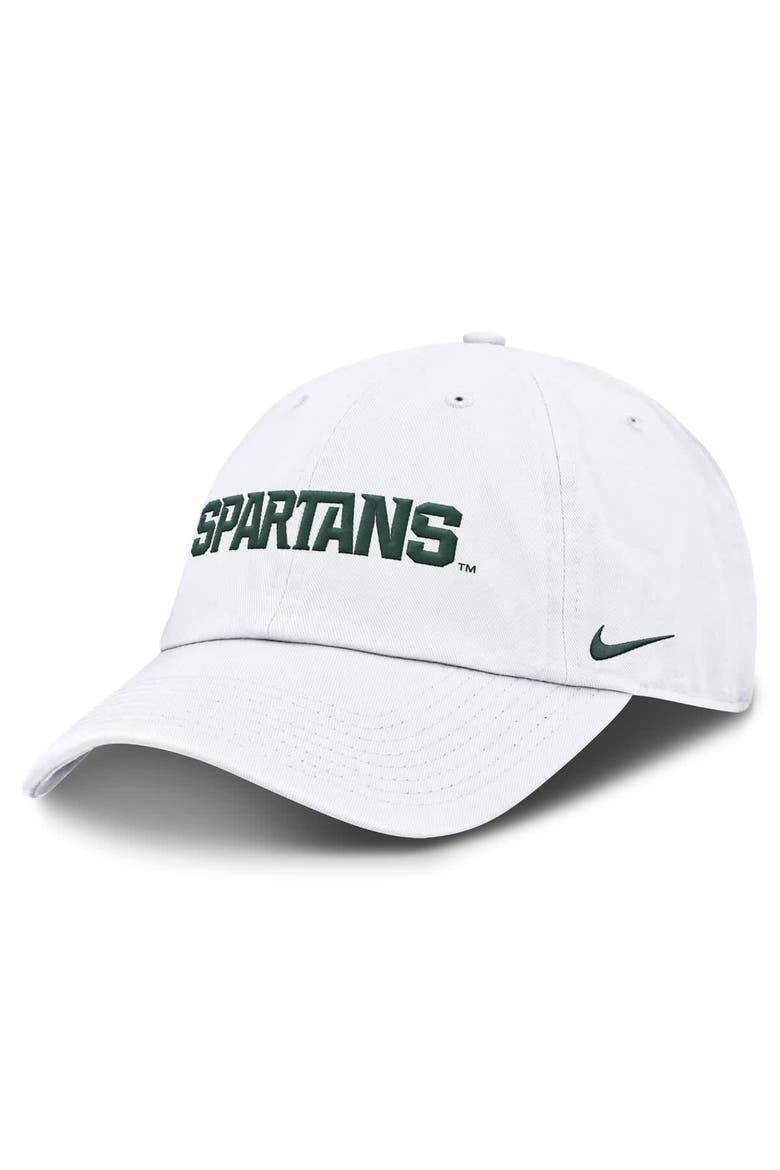 Men's Nike White Michigan State Spartans Core Club Mascot Wordmark Adjustable Hat, Main, color, White