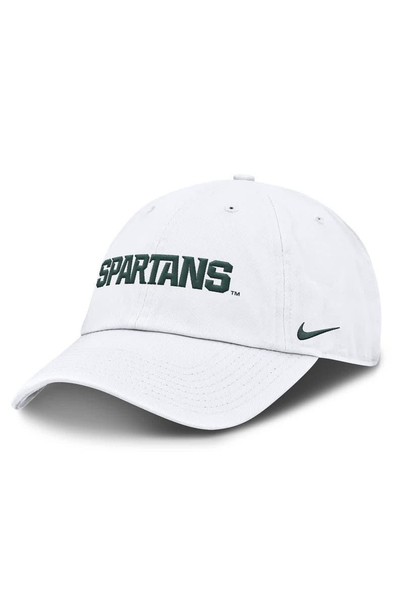Nike Men's Nike White Michigan State Spartans Core Club Mascot Wordmark Adjustable Hat, Main, color, White
