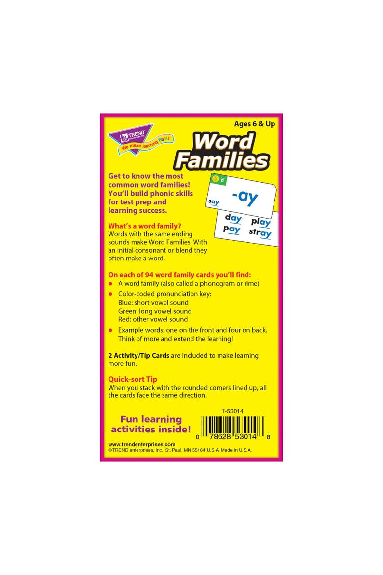 Word Families Skill Drill Flash Cards, Alternate, color, Multicolored
