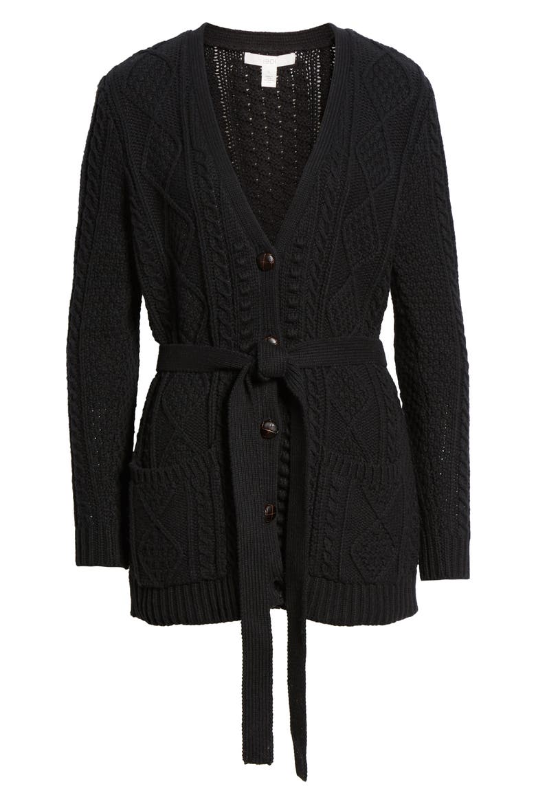 Fisherwoman Cardigan, Alternate, color, BLACK