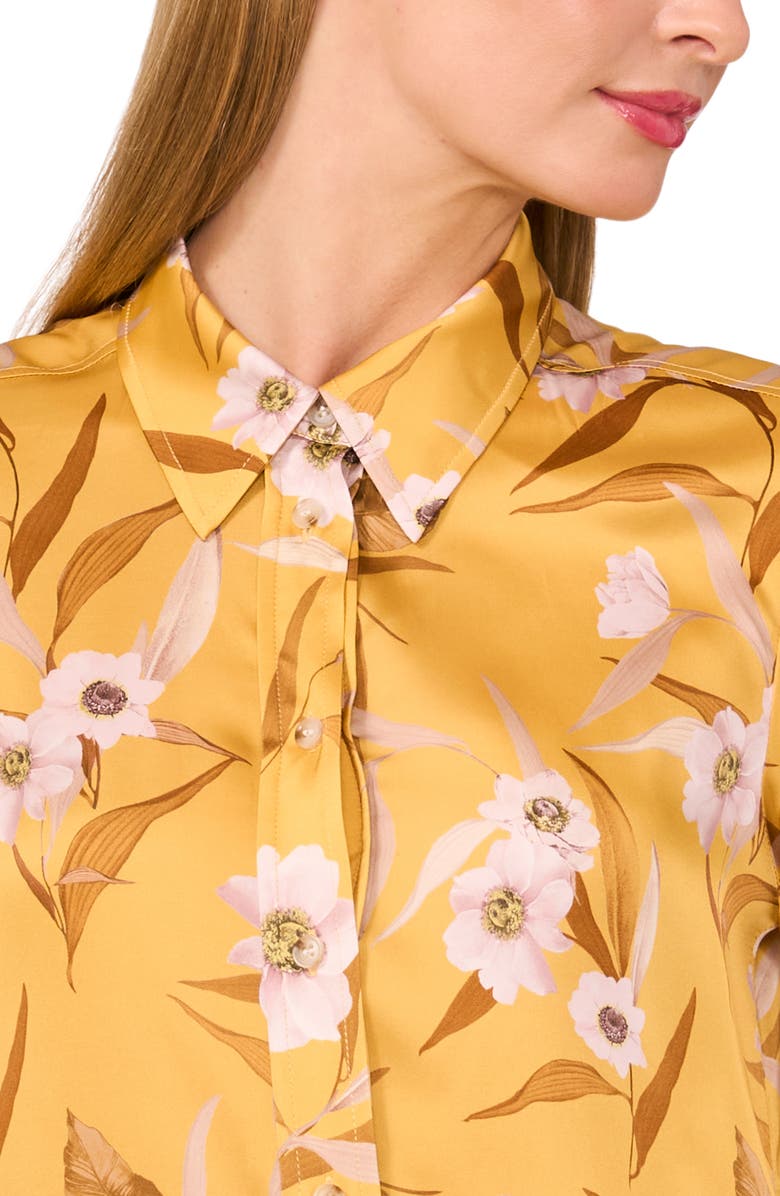 Ted Baker Floral Long Sleeve Mini Shirtdress, Alternate, color, Fresh Apricot