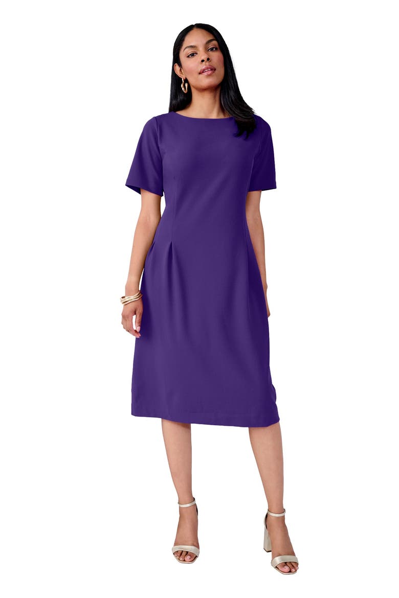Crepe Fit and Flare Dress, Main, color, MIDNIGHT VIOLET