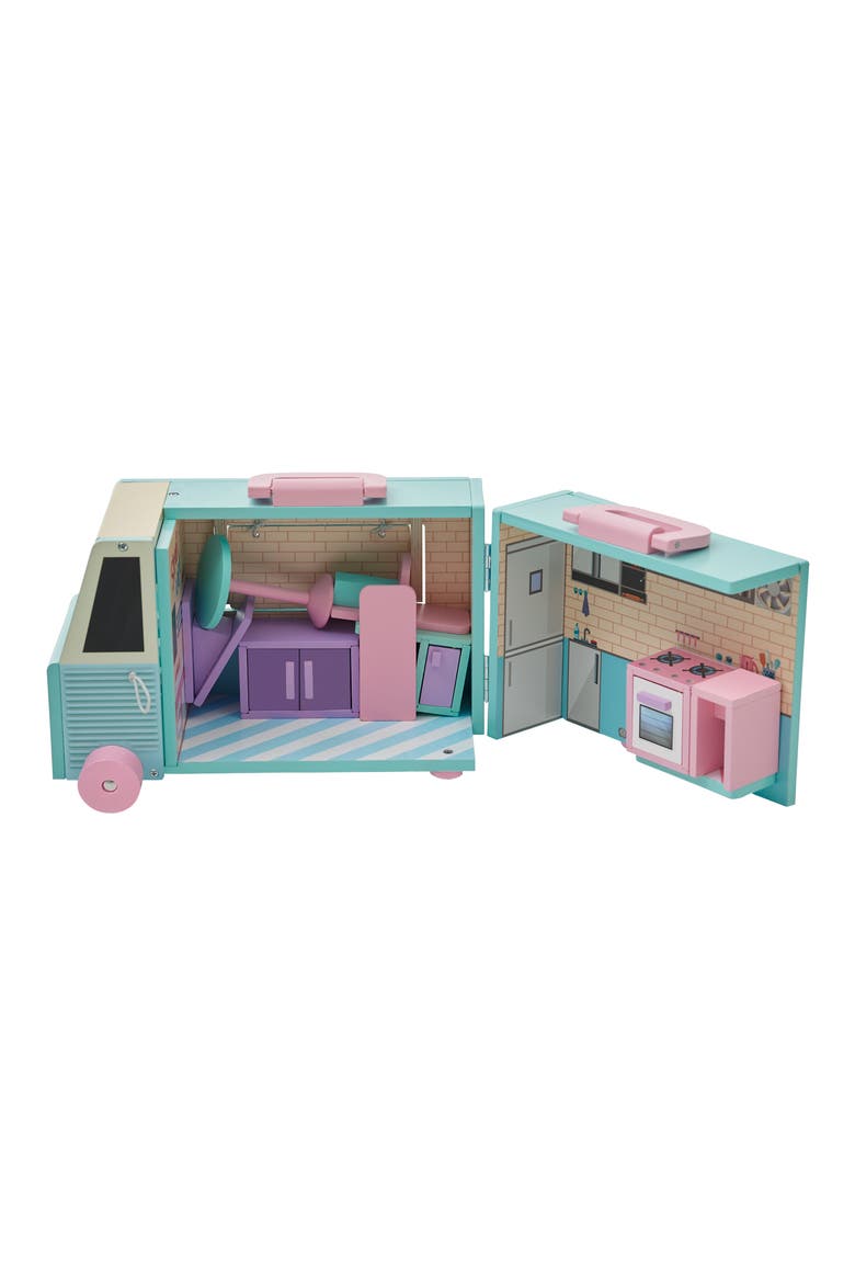 Olivia's Cafe Doll Food Truck Set, Alternate, color, BLUE/ PINK
