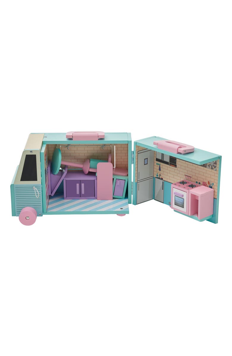 Teamson Kids Olivia's Cafe Doll Food Truck Set, Alternate, color, Blue/ Pink