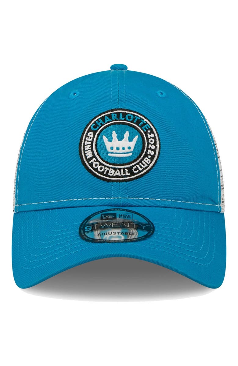 New Era Men's New Era Blue Charlotte FC Trucker 9TWENTY Snapback Hat, Alternate, color, 