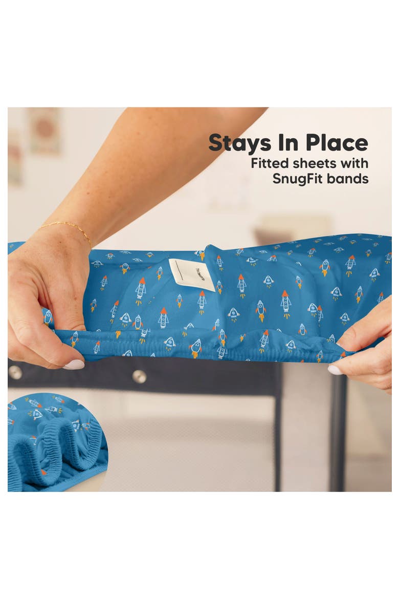 Soothe Fitted Mini Crib Sheet, Alternate, color, Space Quest