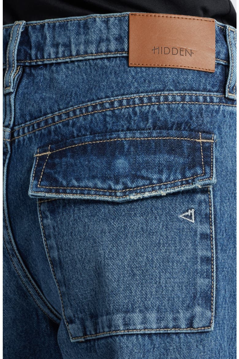 Tie Waist Baggy Wide Leg Jeans, Alternate, color, DARK WASH
