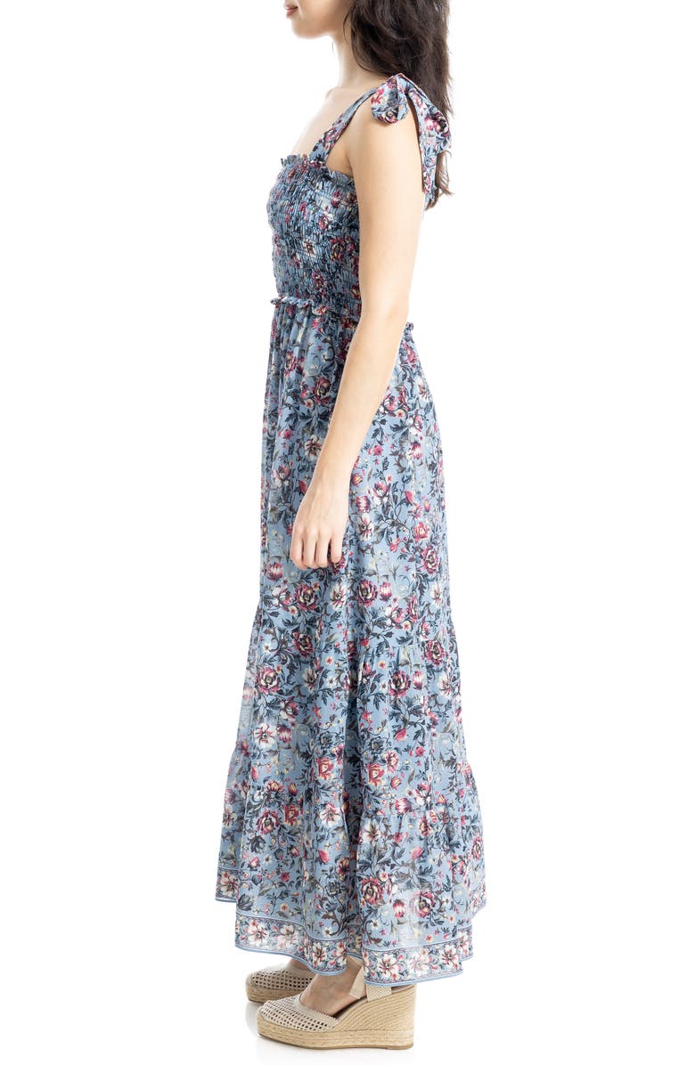 MAX STUDIO Shoulder Tie Maxi Dress, Alternate, color, Pale Denim Heritage Floral