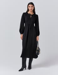 Ghost London Layla Crepe Tie Neck Midi Dress
