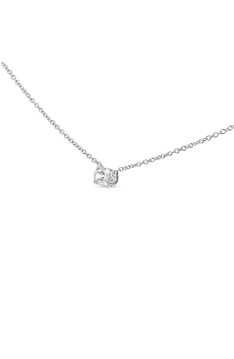Haus of Brilliance 14K White Gold 3/8 Cttw Lab Grown Oval Solitaire Diamond East West 18" Pendant Necklace, Alternate, color, White