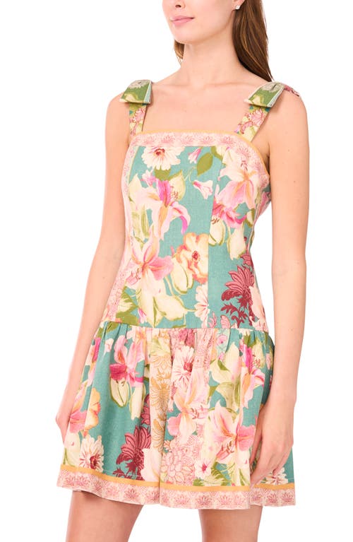 Cece Floral Tie Strap Minidress In Multi