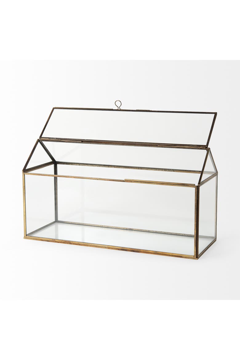 Hutt 16L x 6W x 9H Glass Terrarium Box, Alternate, color, Gold