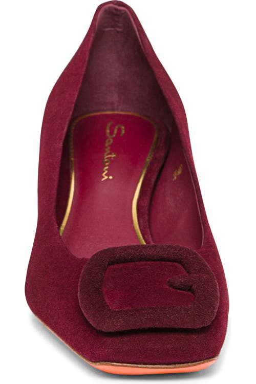Santoni Suede Low-heel Pump In Burgundy
