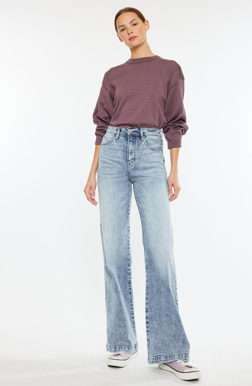 Kancan Roxana Ultra High Rise 90's Flare Jeans In Blue