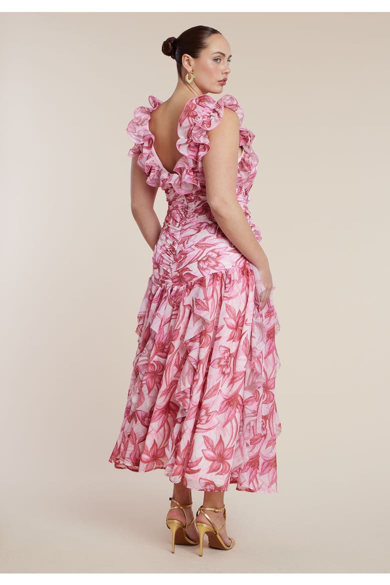 Patbo X Eloquii Ruffle Detail Maxi Dress, Alternate, color, SAFFRON BLOOMS