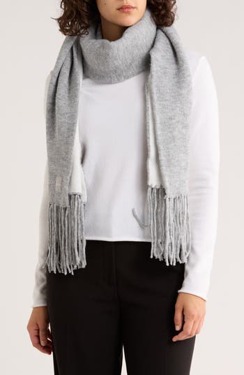 Calvin Klein Reversible Color Pop Fringe Scarf In Gray