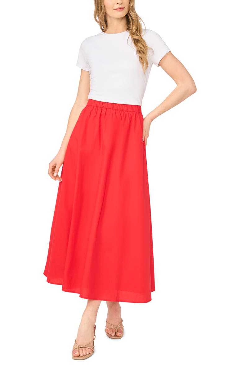 Ted Baker Cotton Maxi Skirt, Alternate, color, Classic Cherry