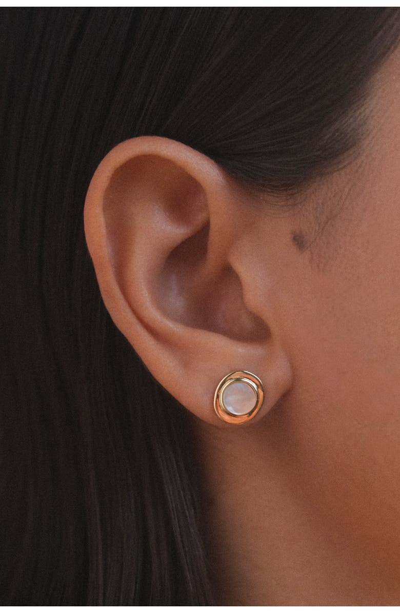 MUNS Aura Mother Pearl Earrings, Alternate, color, Gold Vermeil