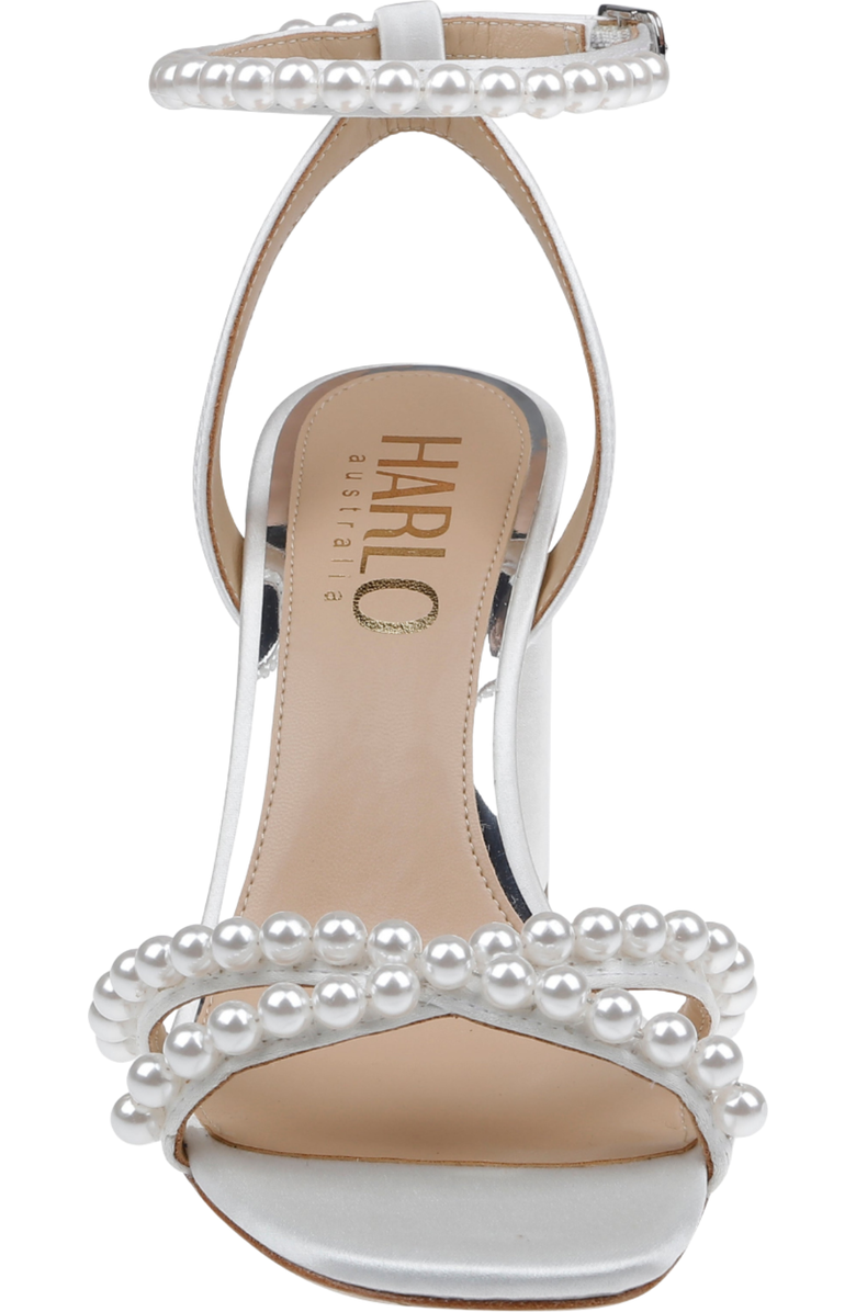 HARLO Evie Mid Block Bridal Heel with Pearl Detail, Alternate, color, Soft White Satin