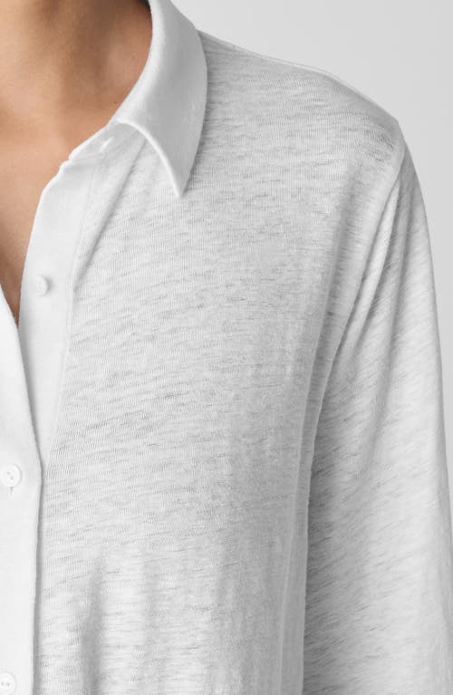 Eileen Fisher Classic Slim Fit Organic Linen Button-up Shirt In White